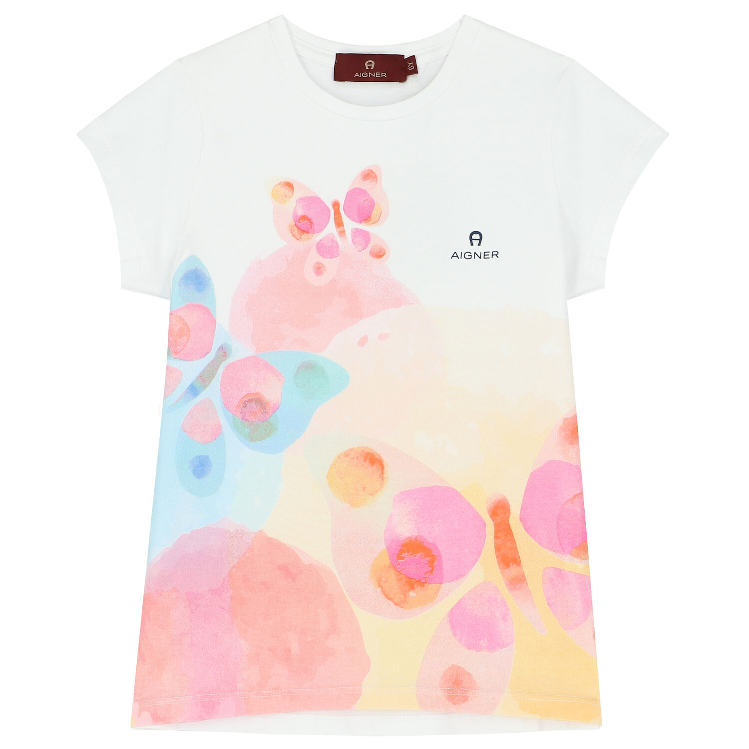 Girls White Butterfly T-Shirt, 1, hi-res