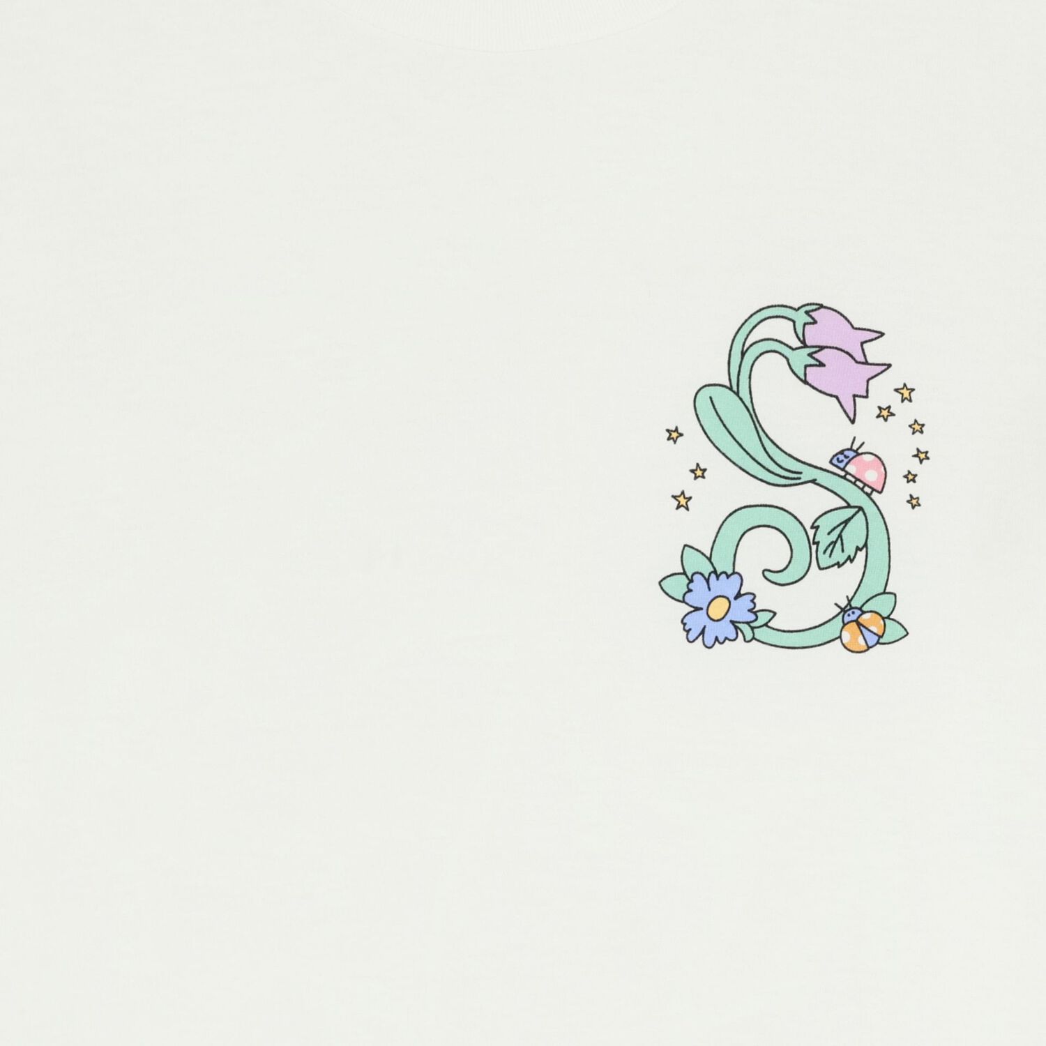 تيشيرت بطبعة الزهور باللون العاجي للبنات, 1, hi-res