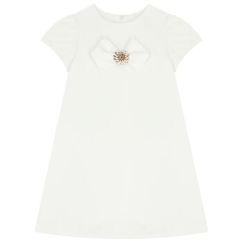 فستان أبيض مرصع بالماس للبنات