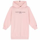 Girls Pink Logo Hooded Dress, 1, hi-res