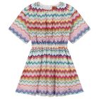 Girls Multi-Coloured Zig Zag Crochet Dress, 1, hi-res