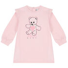 Younger Girls Ivory Teddy Logo Dress, 1, hi-res