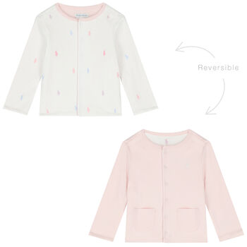 Baby Girls White & Pink Reversible Logo Jacket