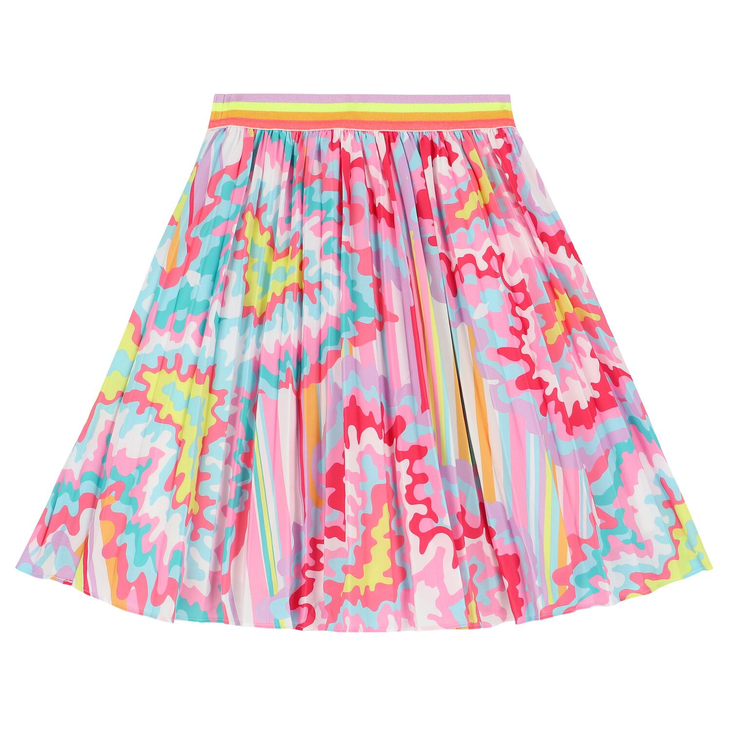 Girls Multi-Coloured Abstract Pleated Skirt, 1, hi-res image number null