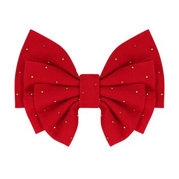 Girls Red Rhinestone Bow Hairclip