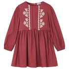 Girls Red Embroidered Dress, 1, hi-res