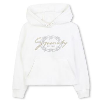 Girls Ivory Logo Hooded Top