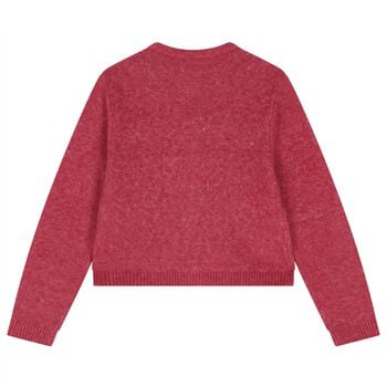 Girls Pink Bow Knitted Cardigan 