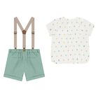 Baby Boys Green & White Shorts Set, 2, hi-res