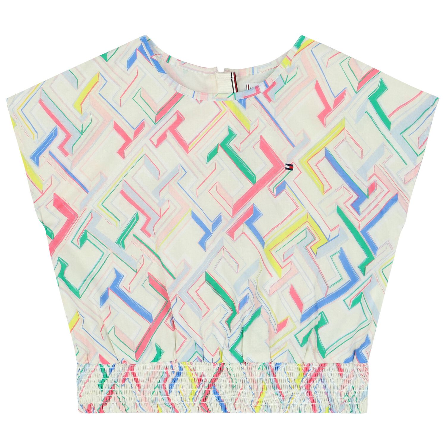 تيشيرت بنات بالشعار باللون العاجي, 1, hi-res