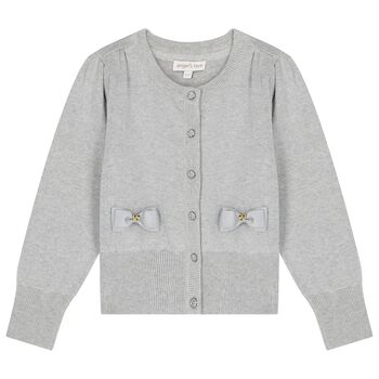 Angel's Face Girls Grey Bow Cardigan, 2 Girls Grey Bow Cardigan