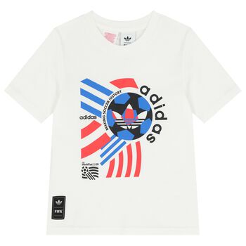 Boys White Football Logo T-Shirt