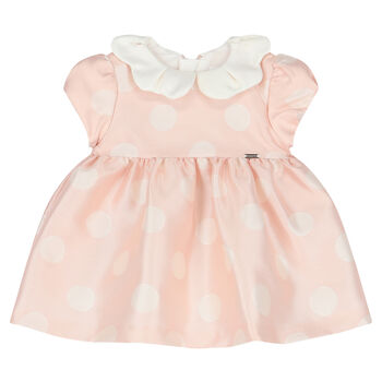 Baby Girls Pink & White Satin Dress