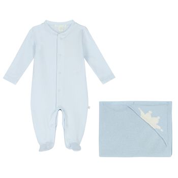 Baby Boys Blue Angel Wings Babygrow Set