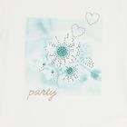 طقم تنورة تول للبنات باللون العاجي والأزرق الفيروزي, 1, hi-res