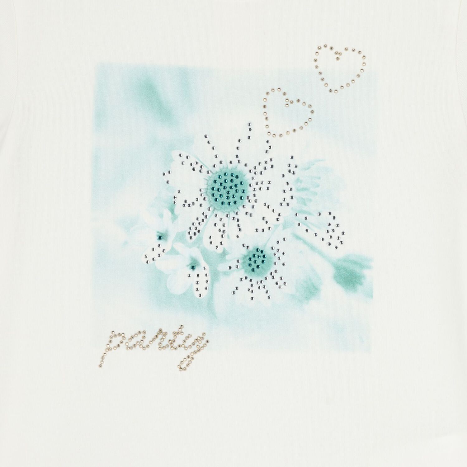 طقم تنورة تول للبنات باللون العاجي والأزرق الفيروزي, 1, hi-res