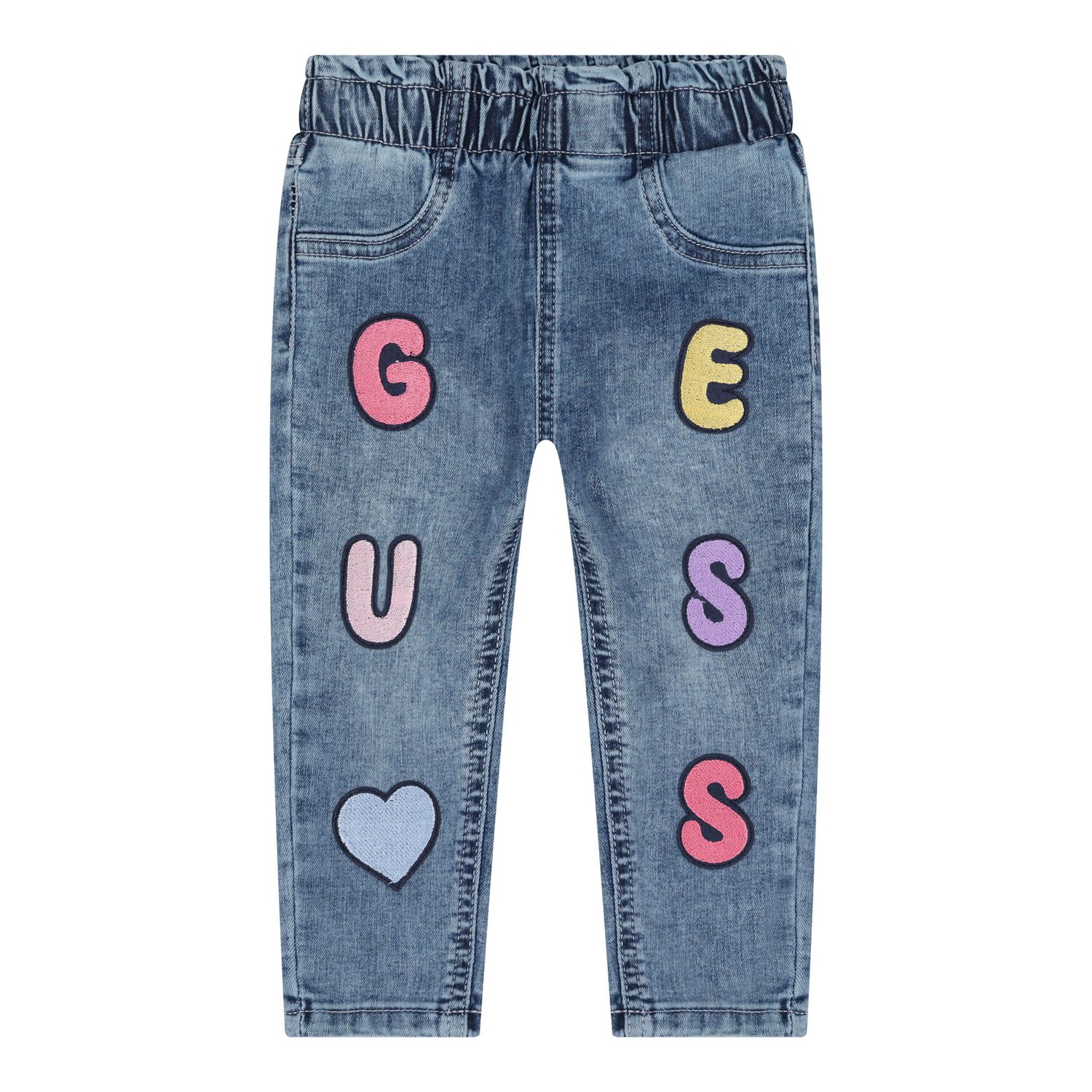 Baby Girls Blue Logo Denim Jeans, 1, hi-res