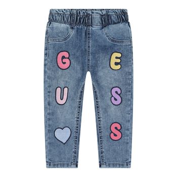 Guess Baby Girls Blue Logo Denim Jeans, 1 Baby Girls Blue Logo Denim Jeans