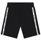 Boys Black Logo Shorts, 1, hi-res