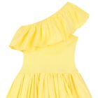 Girls Yellow Asymmetric Dress, 3, hi-res