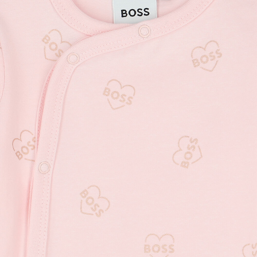 HUGO BOSS - Logo Print  Babygrow & Bib Set - Navy