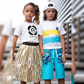 Girls Gold Striped Skirt