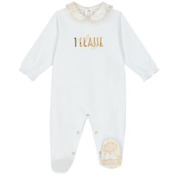 Baby Girls White Geo Map Logo Babygrow