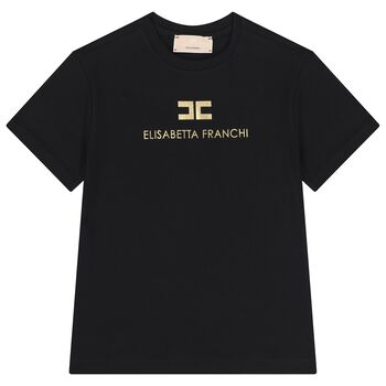 تيشيرت باللون أسود بشعار للبنات