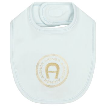 Baby Boys Blue & Gold Logo Bib