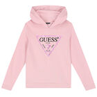 Girls Pink Logo Hooded Top, 3, hi-res