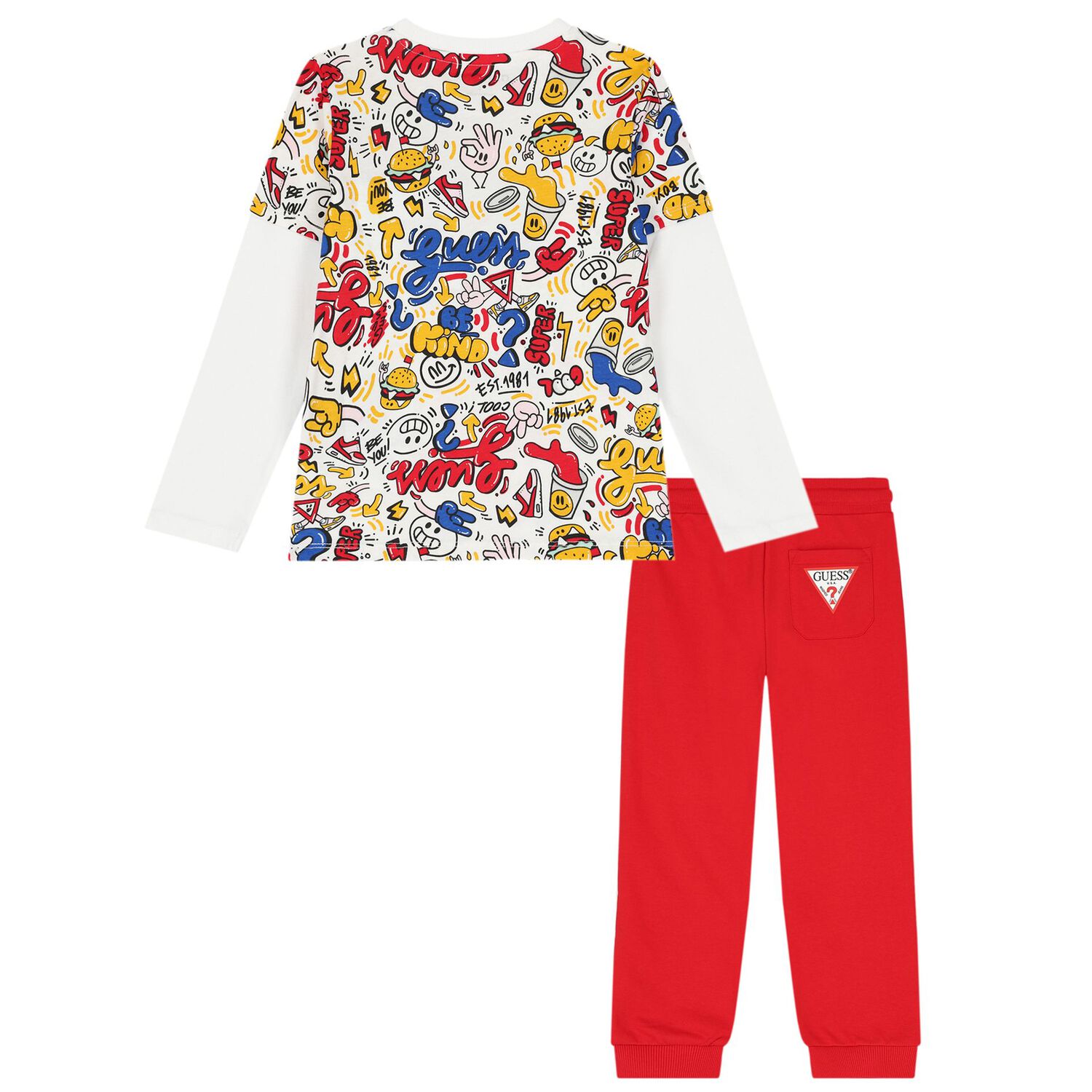 بدلة رياضية أولاد بالشعار باللون الأبيض والكحلي, 1, hi-res image number null