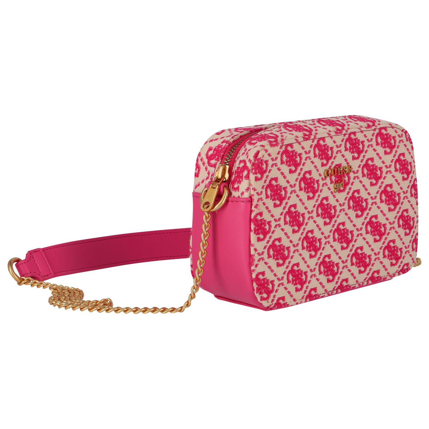 Girls Ivory & Pink Logo Bag, 1, hi-res