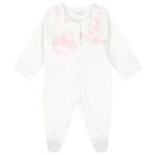 Baby Girls Ivory Flower Babygrow, 1, hi-res