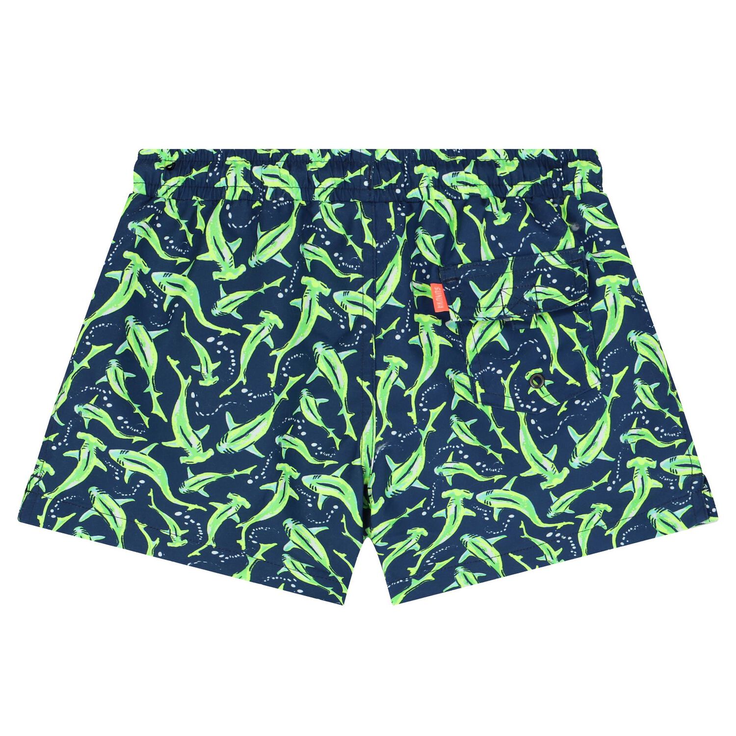 Boys Navy Blue Shark Swim Shorts, 1, hi-res image number null