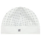 Baby Boys White Pima Cotton Logo Hat, 1, hi-res