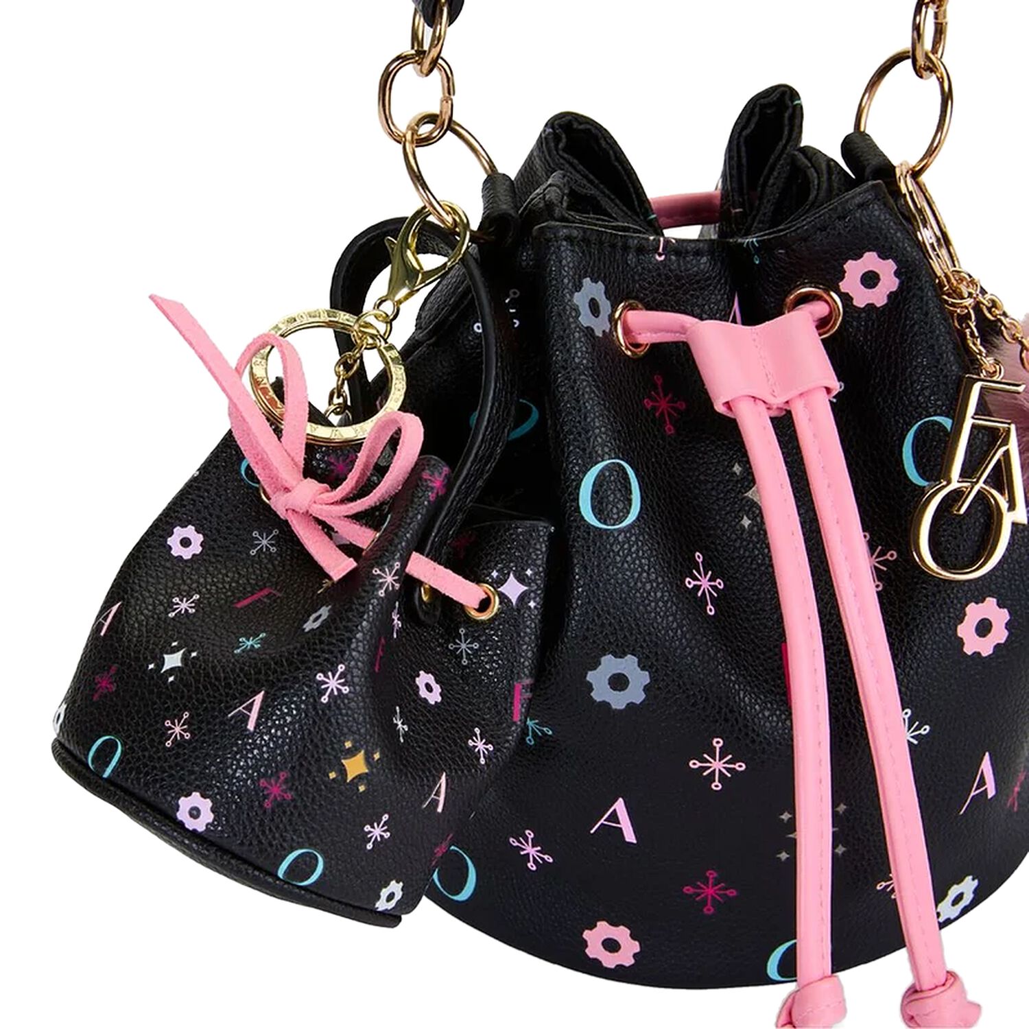 Girls Black Mini Handbag Keychain ( 8CM ), 1, hi-res