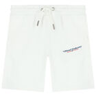 Boys White Logo Shorts, 3, hi-res