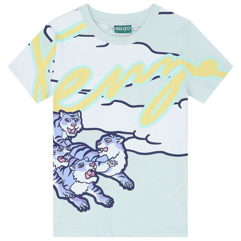 Boys Blue Tiger Logo T-Shirt