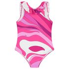 Younger Girls Pink & Purple Ruffled Swimsuit, 1, hi-res