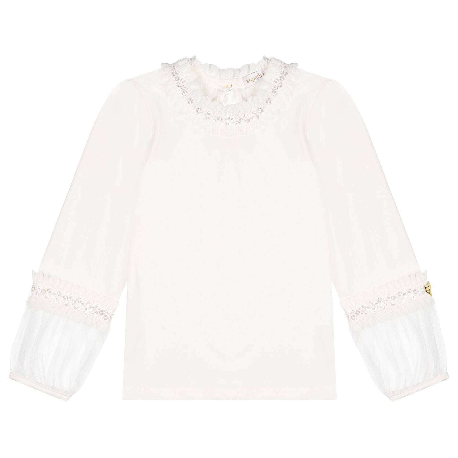 Girls White Embellished Hayley Long Sleeve Top , 2, hi-res