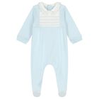 Baby Boys White & Blue Babygrow, 1, hi-res