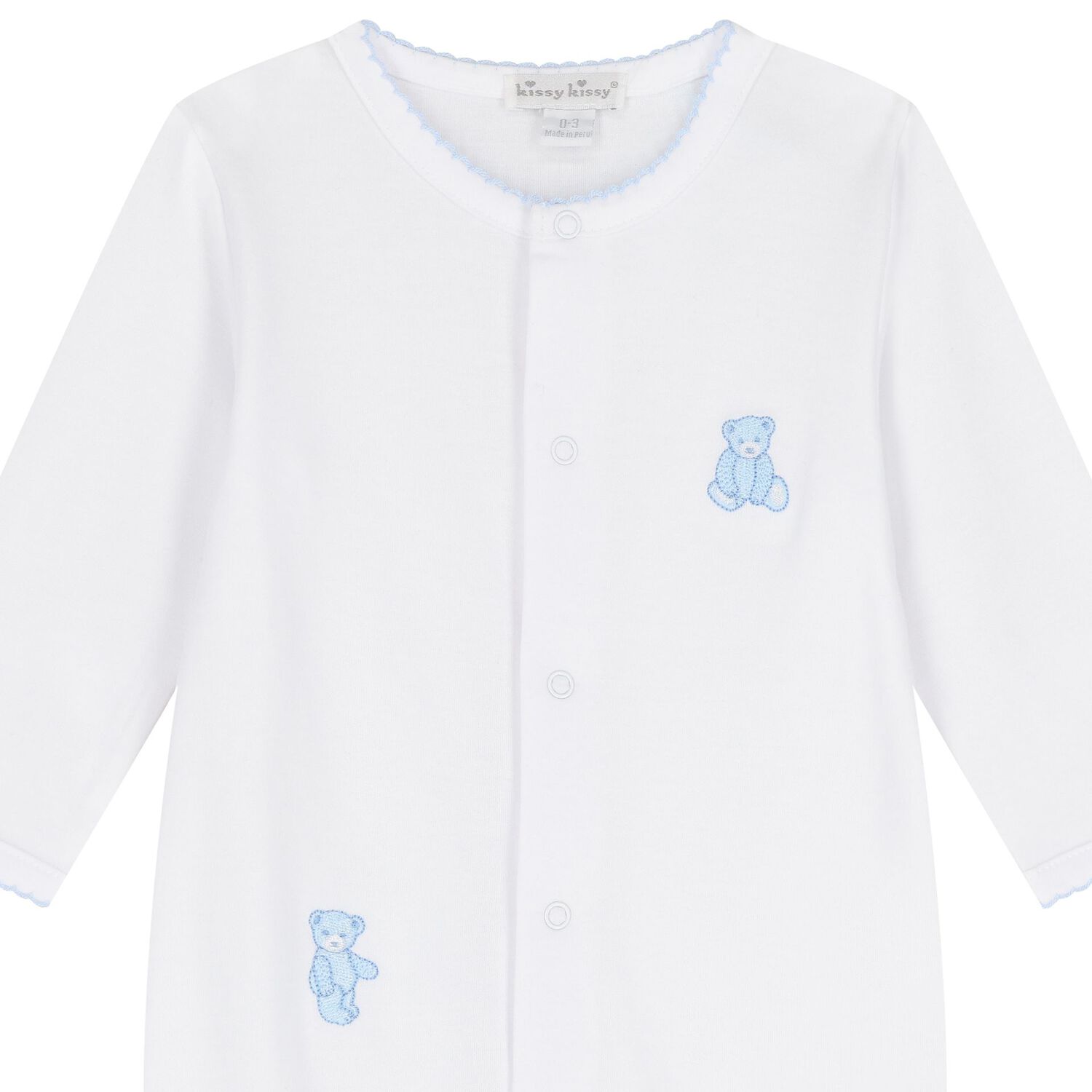 Baby Boys White & Blue Teddy Bear Time Babygrow Set, 1, hi-res