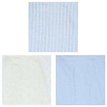 Mayoral Baby Boys White & Blue Muslins (3-Pack), 3 Baby Boys White & Blue Muslins (3-Pack)