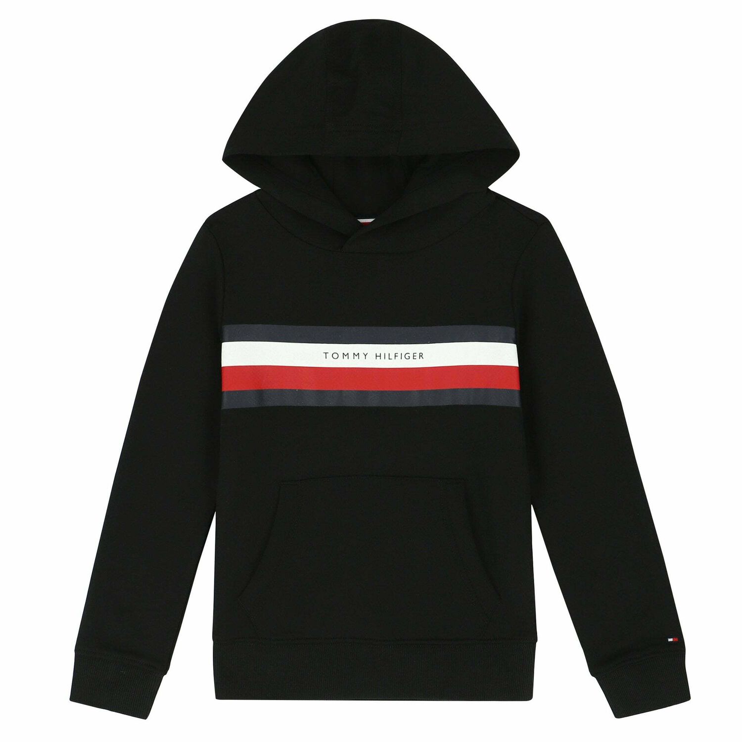 Boys Black Logo Hooded Top, 2, hi-res image number null