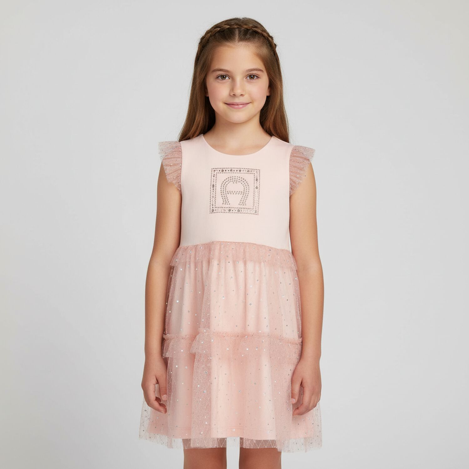 Girls Pink & Silver Logo Dress, 1, hi-res image number null