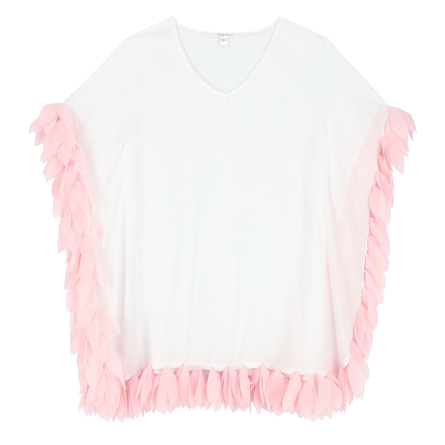 Girls White & Pink Petal Kaftan, 1, hi-res image number null