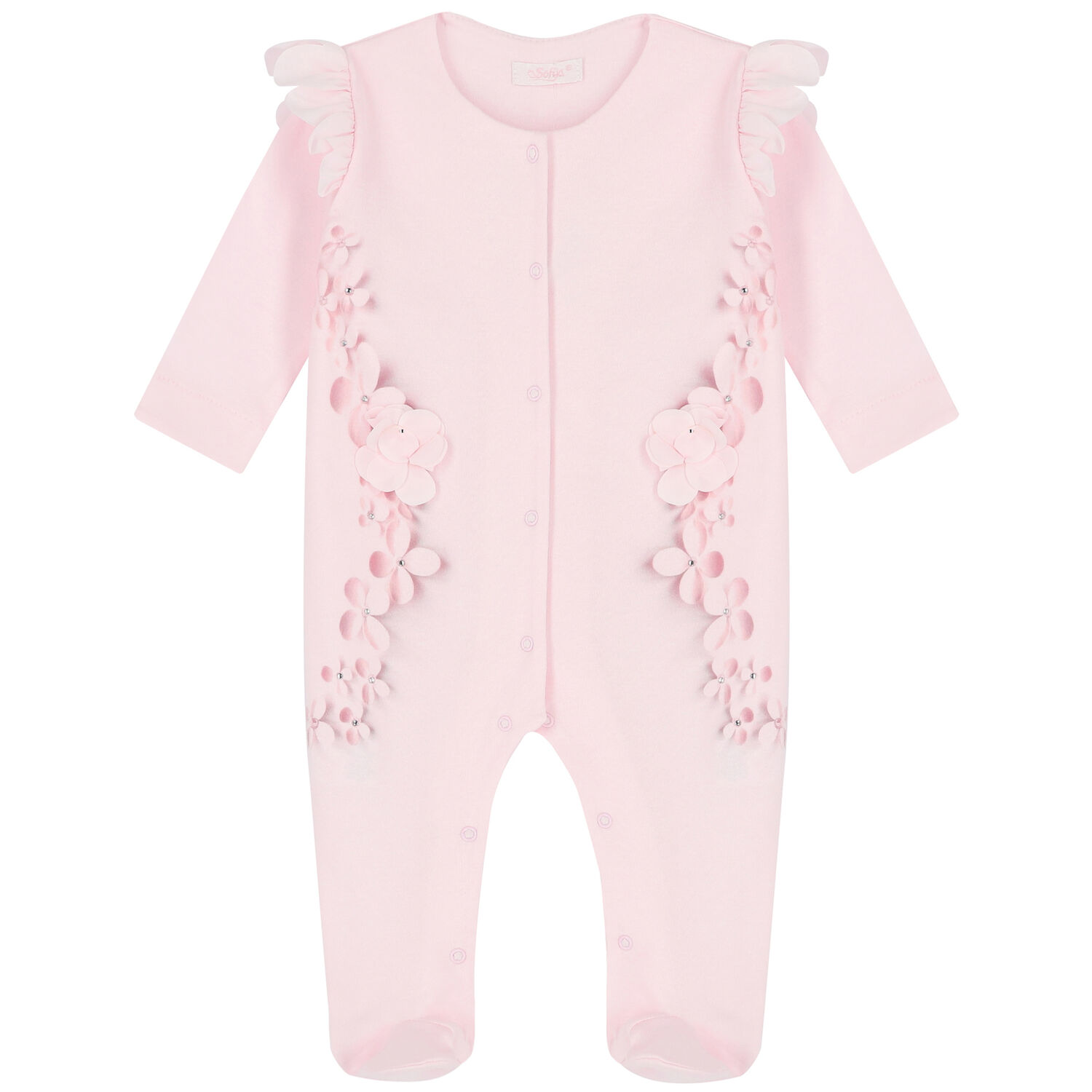 Baby Girls Pink Floral Babygrow, 1, hi-res