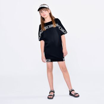 Girls Black Logo Dress