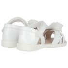 Younger Girls White Flower Sandals, 1, hi-res