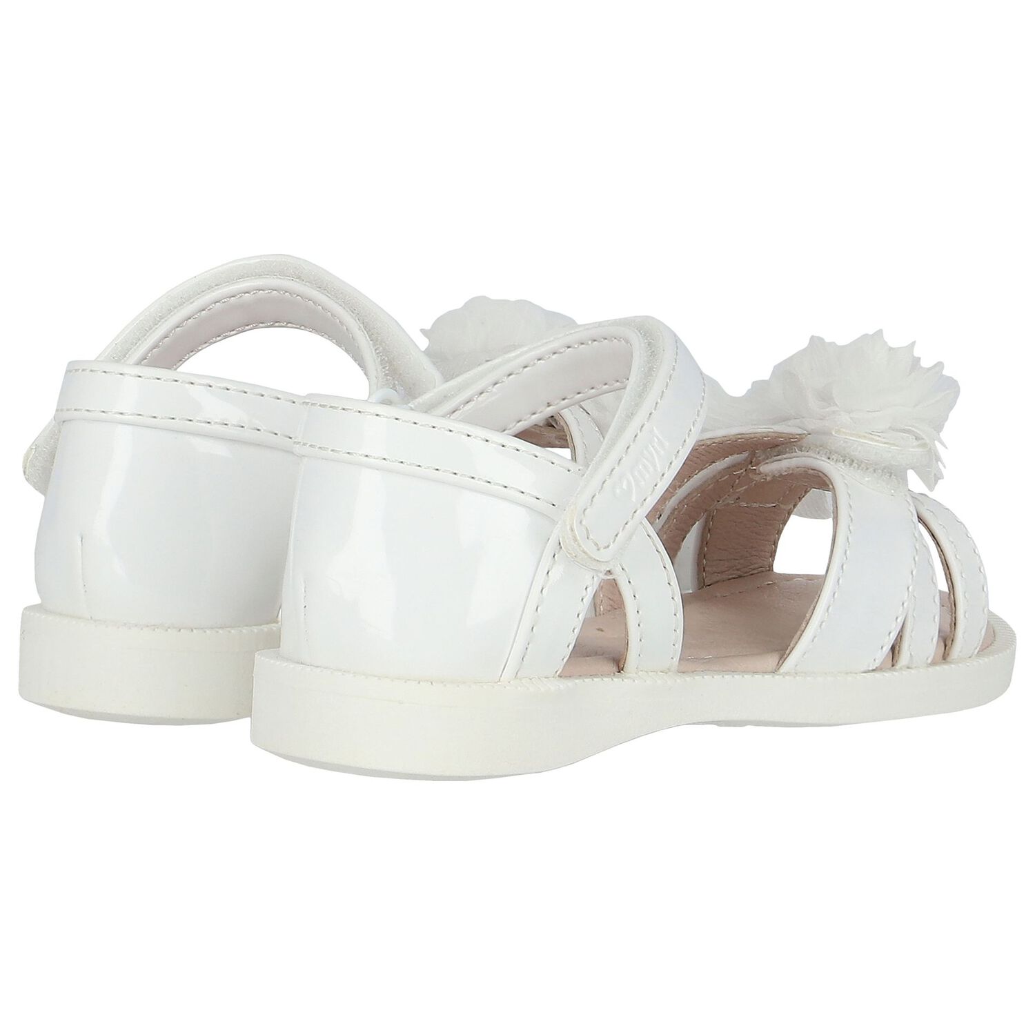 Younger Girls White Flower Sandals, 1, hi-res image number null